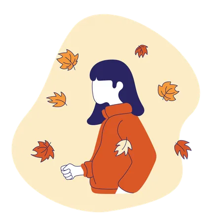 Female enjoy autumn season  Illustration