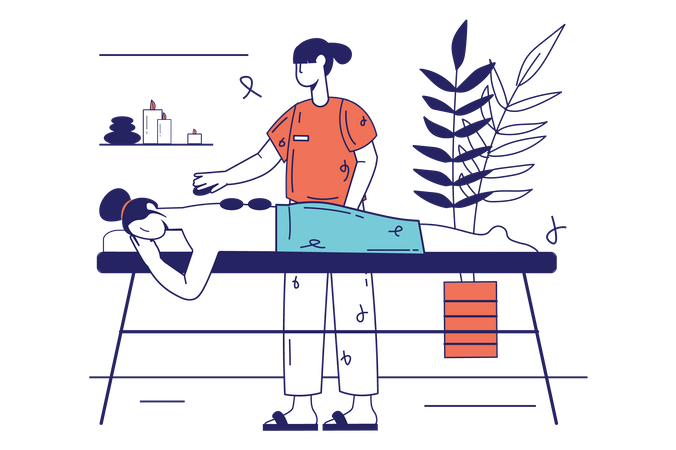 Female enjoys back massage Illustration