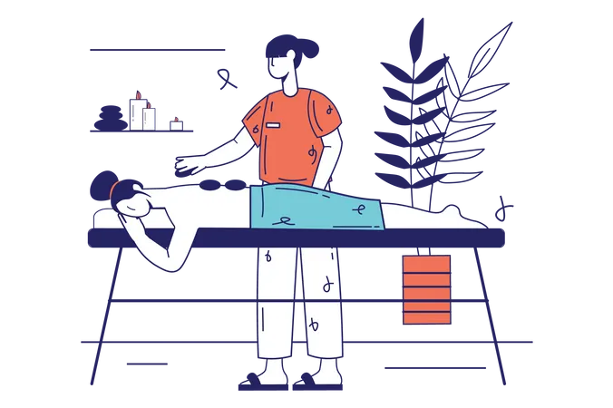 Female enjoys back massage Illustration