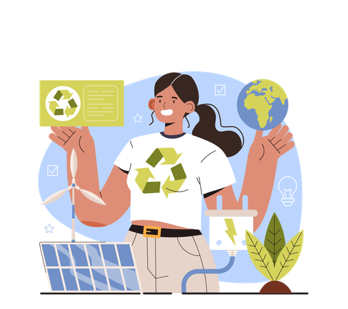 Female environmental engineer developing  Illustration