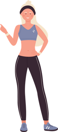 Female Exercise Trainer showing right direction  Illustration