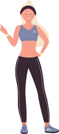 Female Exercise Trainer showing right direction  Illustration