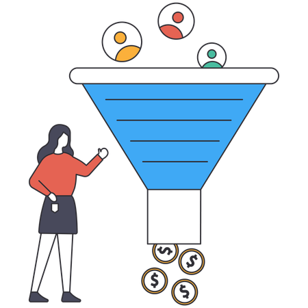 Female explaining about sales funnel  Illustration