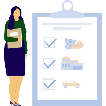 Female explaining checklist board  Illustration