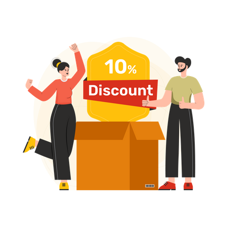 Female Exploring discount offers Illustration