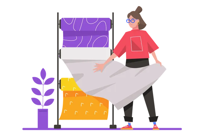 Female fabric designer  Illustration