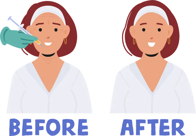 Female Face Before and After Beauty Injections  Illustration