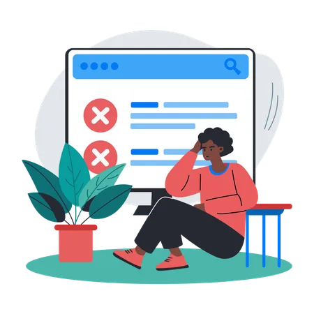 Female Facing Website Error  Illustration