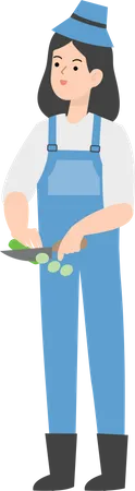 Female farmer chopping vegetables  Illustration