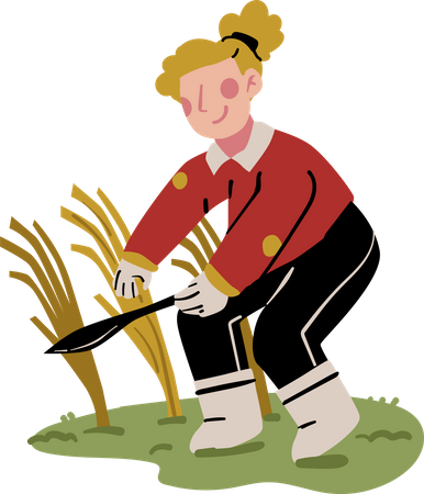 Female farmer Harvesting  Illustration