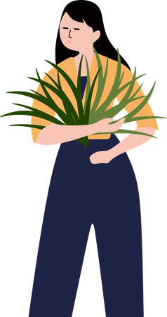 Female farmer hold grass  Illustration