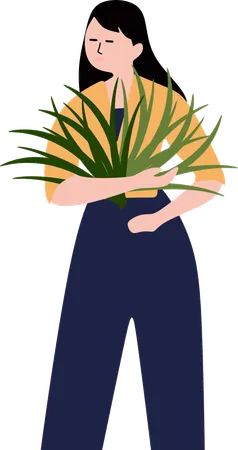 Female farmer hold grass  Illustration