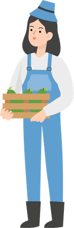 Female farmer holding basket  Illustration