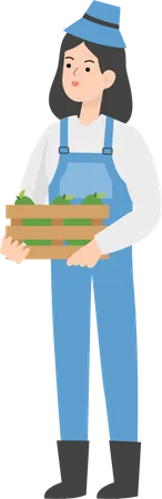 Female farmer holding basket  Illustration