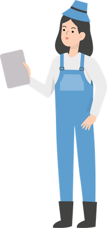 Female Farmer holding blank sign  Illustration