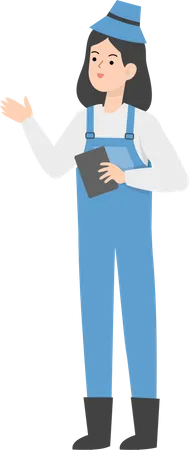 Female farmer holding diary  Illustration