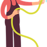 illustration for female farmer holding hose pipe