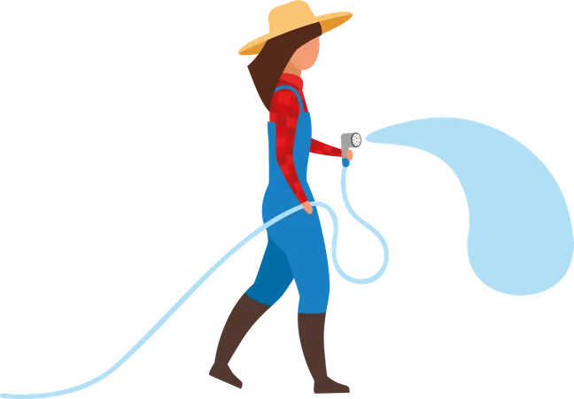 Female farmer watering plant  Illustration