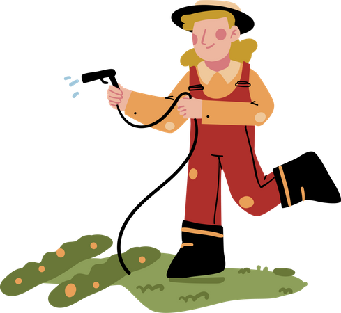 Female farmer Watering Plant  Illustration