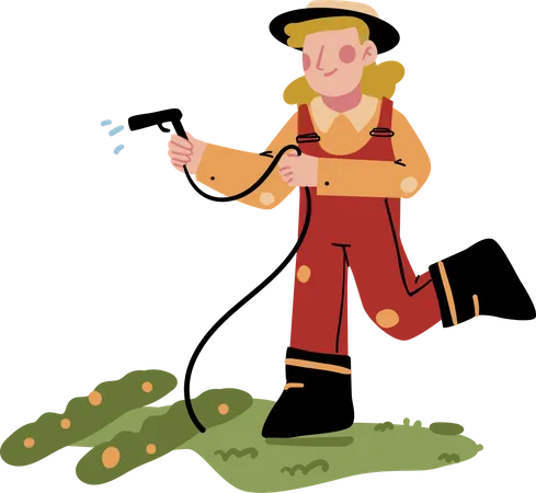 Female farmer Watering Plant  Illustration