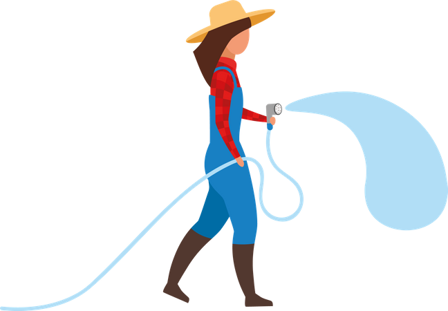 Female farmer watering plant  Illustration