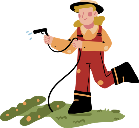 Female farmer Watering Plant  Illustration