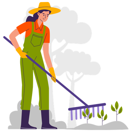 Female farmer Weeding Farm  Illustration