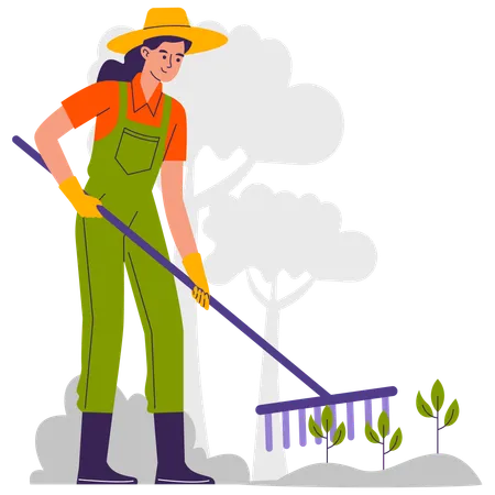 Female farmer Weeding Farm  Illustration