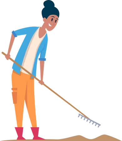 Female farmer with rake  Illustration