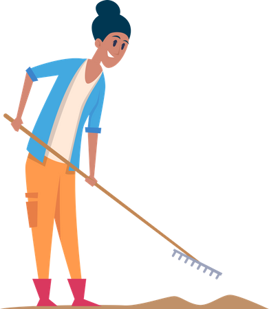 Female farmer with rake  Illustration