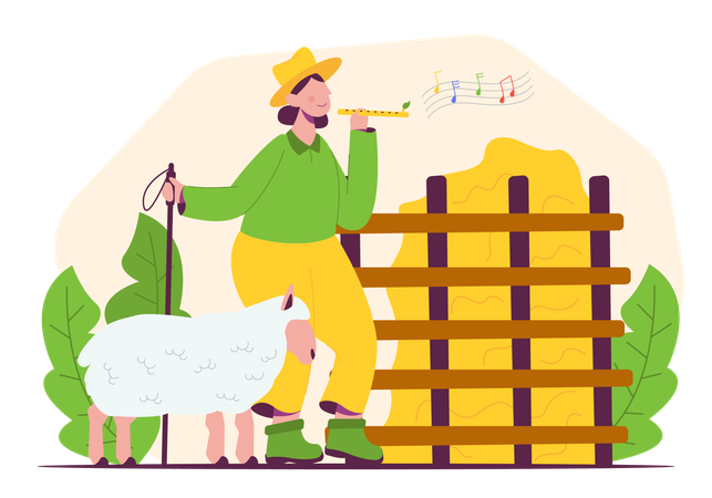 Female Farmer with sheep  Illustration