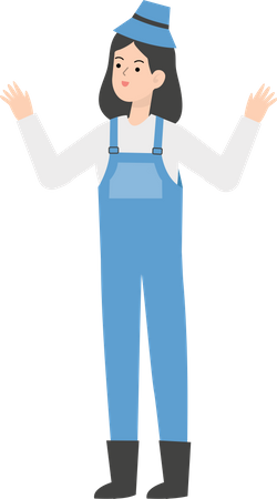 Female farmer with wide open arms  Illustration