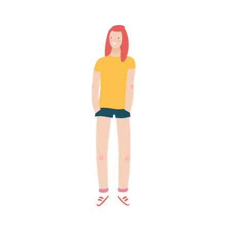 Bright People Portraits Young Woman Hand Drawn Flat Style Vector Doodle Design Illustration Of A Smiling Girl Standing With Her Hands In Pockets Concept Illustration Illustration