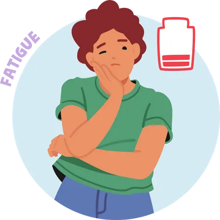 Female Character Feel Excessive Tiredness And Low Energy Level Common Symptoms Of Diabetes Associated With The Bodys Difficulty In Properly Utilizing Glucose For Energy Cartoon Vector Illustration Illustration