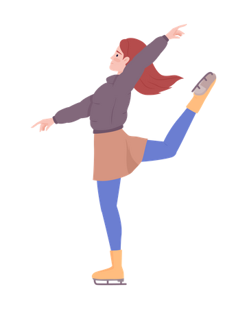 Female figure skater training for competition  Illustration
