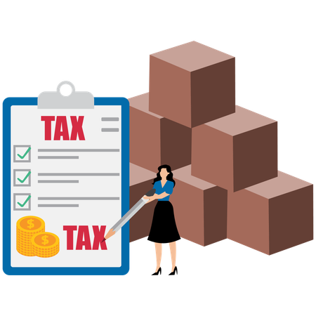 Female filling tax form  Illustration