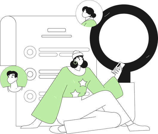 Female filling Virtual Job Application  Illustration