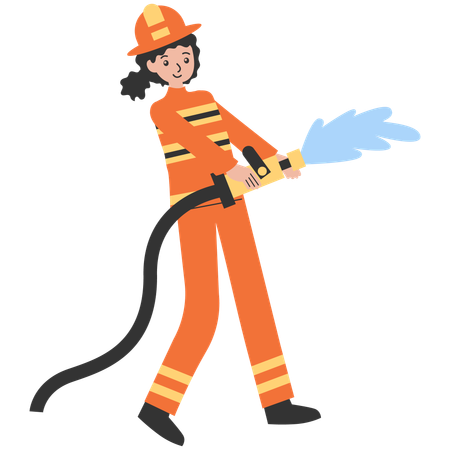 Female Firefighter at Work  Illustration