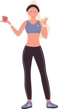 Female Fitness Expert holding apple  Illustration