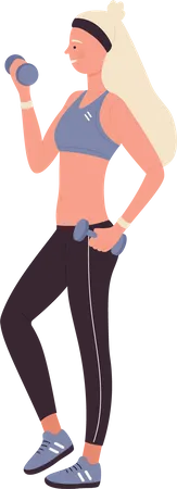 Female Fitness Trainer exercising with dumbbell  Illustration