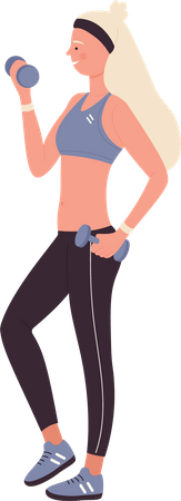 Female Fitness Trainer exercising with dumbbell  Illustration