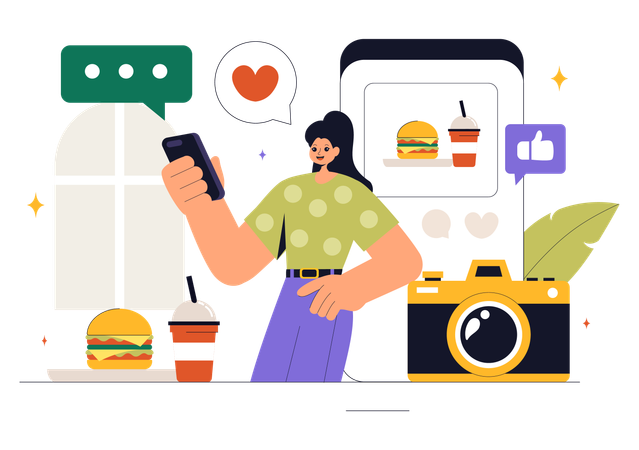 Female Food Blogger  Illustration