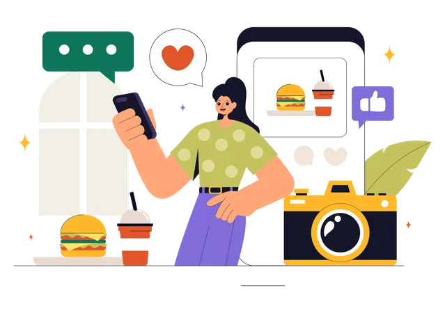 Female Food Blogger  Illustration