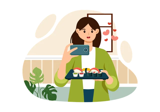 Female Food Blogger  Illustration