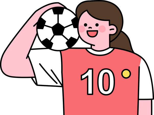 Female football player holding football  Illustration