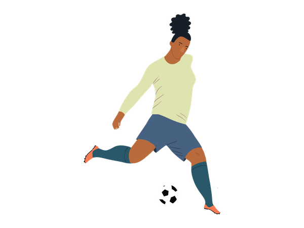 Female football player kicking ball  Illustration