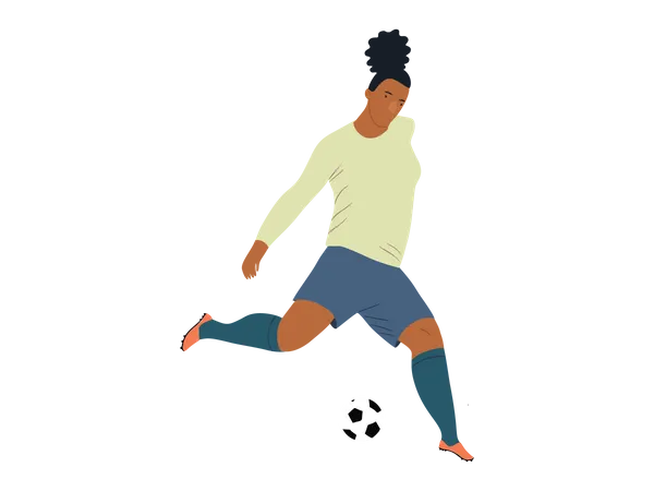 Female football player kicking ball  Illustration