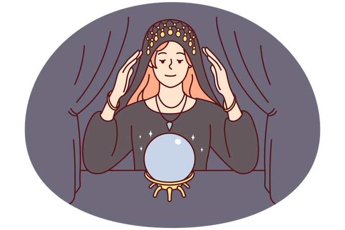 Female fortune teller with magic ball  Illustration