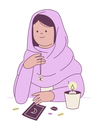 Female Fortune Telling Stones  Illustration