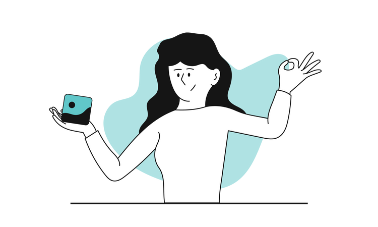 Female freelance designer searching for work online  Illustration